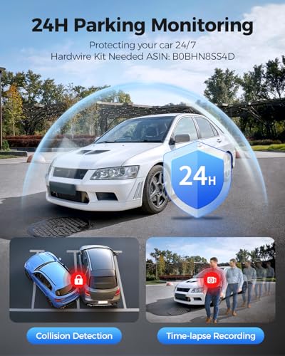 AZDOME Dashcam 3K/2K Voiture Avant Arrière WiFi 64G ADAS - Caméra Embarquée Vision Nocturne G-Sensor